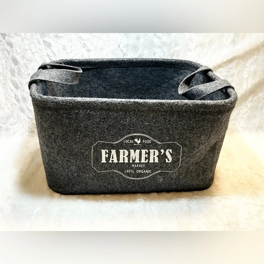 Gray Farmer’s Market Tote Bag Storage Organizer